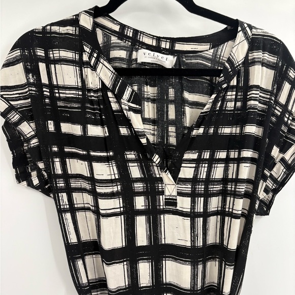 Velvet by Graham & Spencer Black White Plaid Tunic Dress Shirt Dress Belted xs - Picture 3 of 16